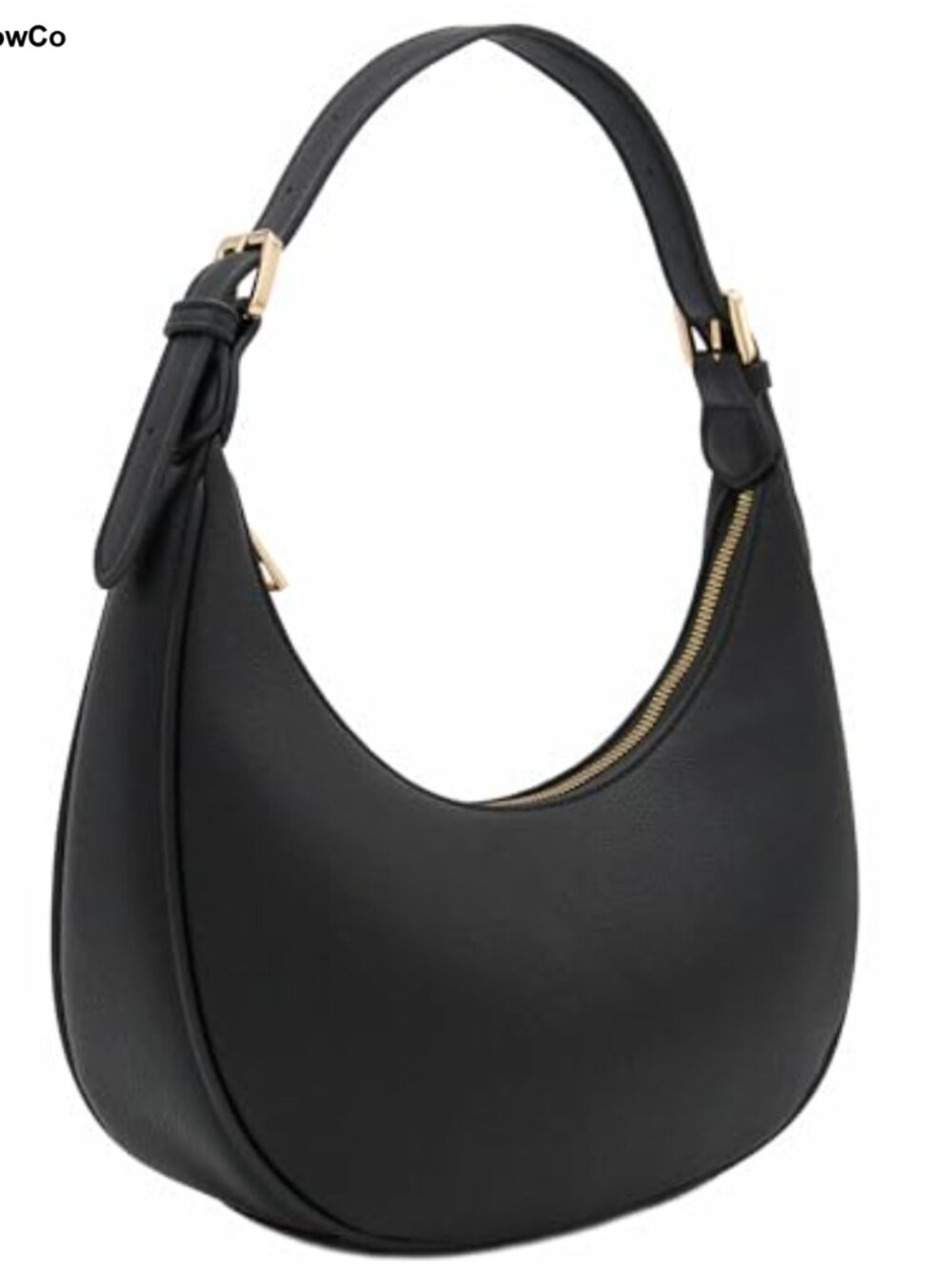 Faux Leather Crescent Baguette Shoulder Bag Adjustable Strap